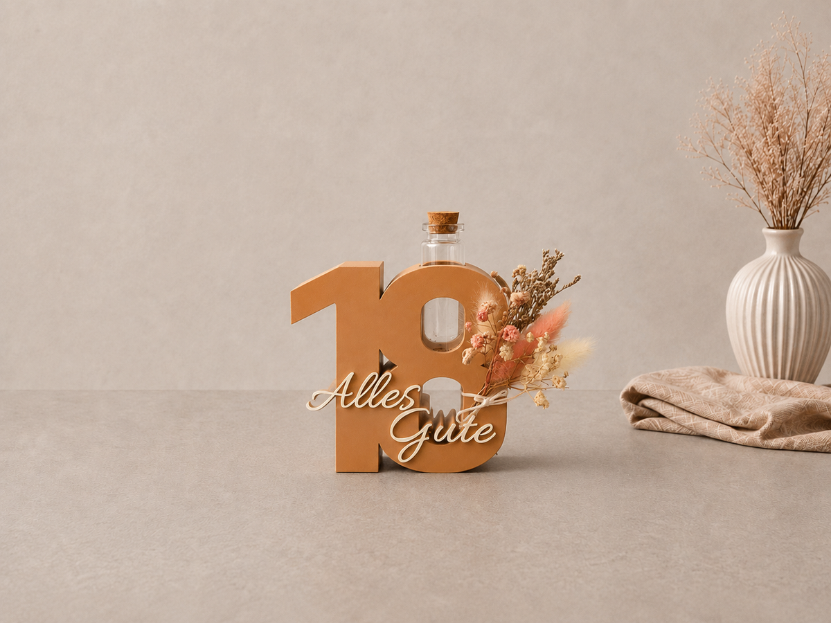 Geburtstag Deko Zahl – Geldgeschenk Reagenzglas & Vase | 18, 30, 40, 50 | Mehrere Farben