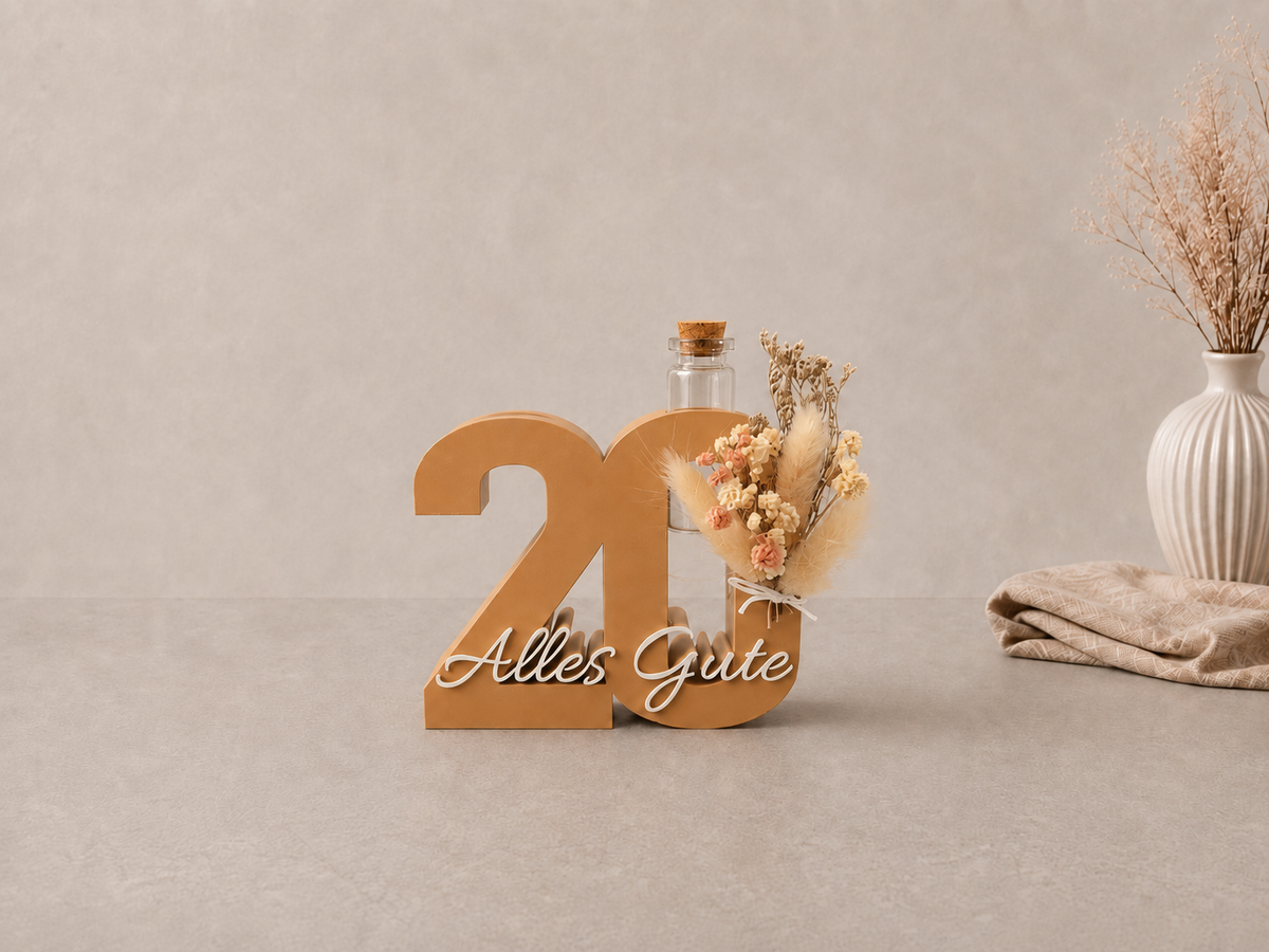 Geburtstag Deko Zahl – Geldgeschenk Reagenzglas & Vase | 18, 30, 40, 50 | Mehrere Farben