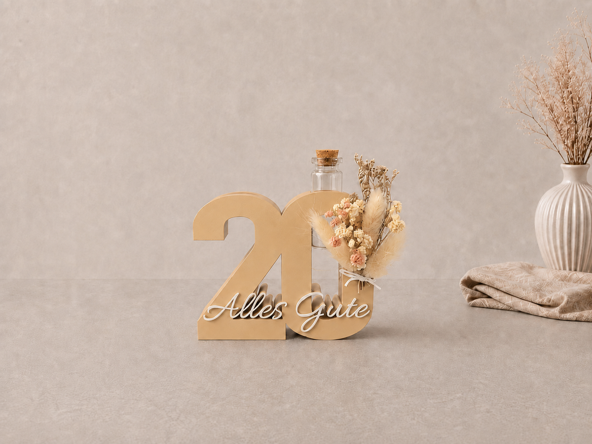 Geburtstag Deko Zahl – Geldgeschenk Reagenzglas & Vase | 18, 30, 40, 50 | Mehrere Farben