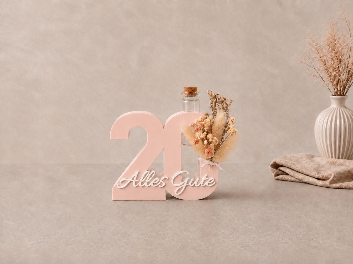 Geburtstag Deko Zahl – Geldgeschenk Reagenzglas & Vase | 18, 30, 40, 50 | Mehrere Farben