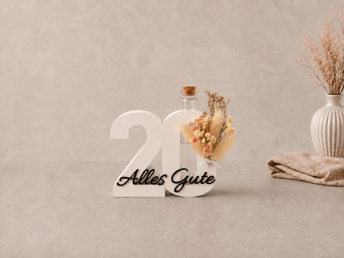 Geburtstag Deko Zahl – Geldgeschenk Reagenzglas & Vase | 18, 30, 40, 50 | Mehrere Farben