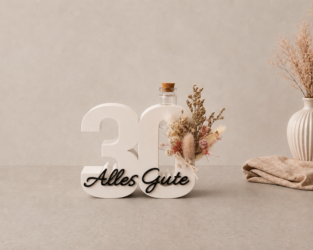 Geburtstag Deko Zahl – Geldgeschenk Reagenzglas & Vase | 18, 30, 40, 50 | Mehrere Farben