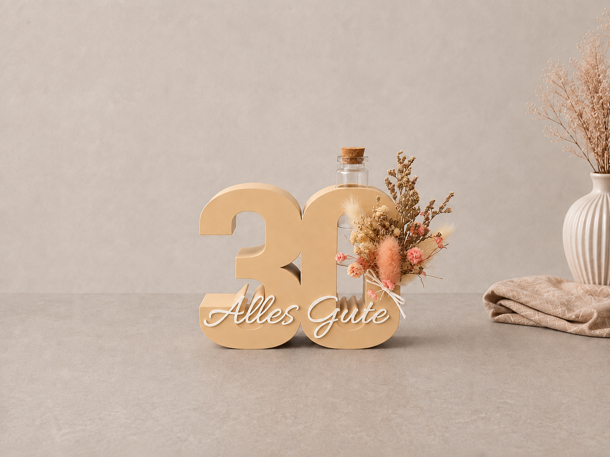 Geburtstag Deko Zahl – Geldgeschenk Reagenzglas & Vase | 18, 30, 40, 50 | Mehrere Farben