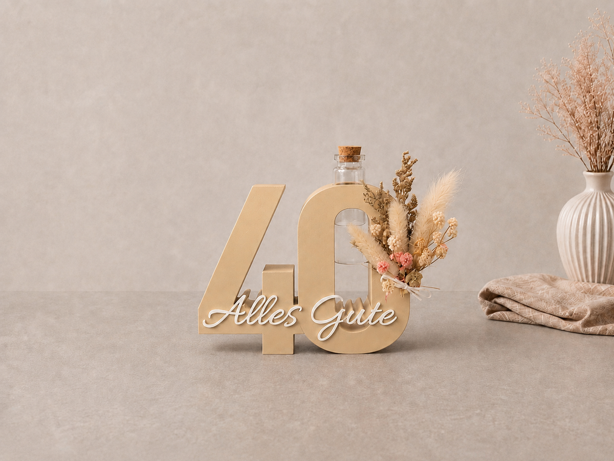 Geburtstag Deko Zahl – Geldgeschenk Reagenzglas & Vase | 18, 30, 40, 50 | Mehrere Farben