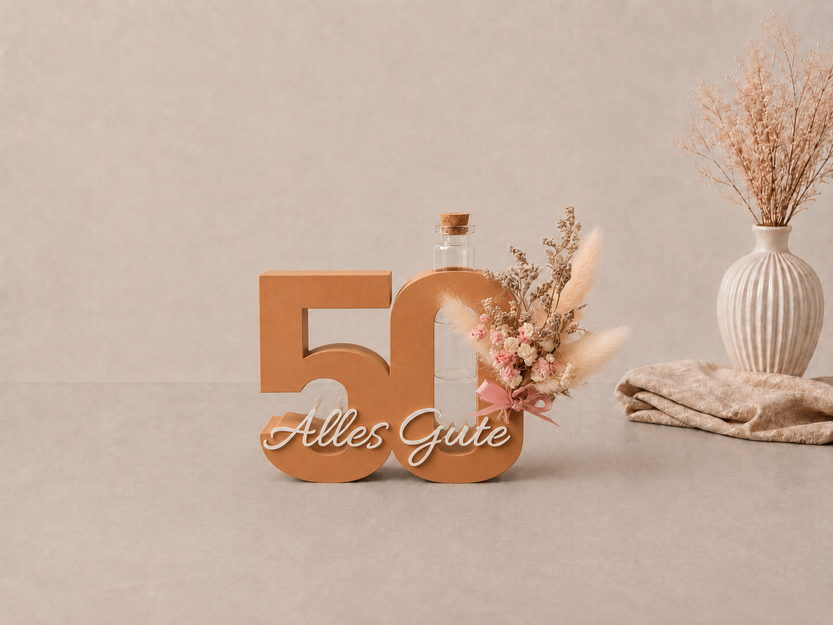 Geburtstag Deko Zahl – Geldgeschenk Reagenzglas & Vase | 18, 30, 40, 50 | Mehrere Farben