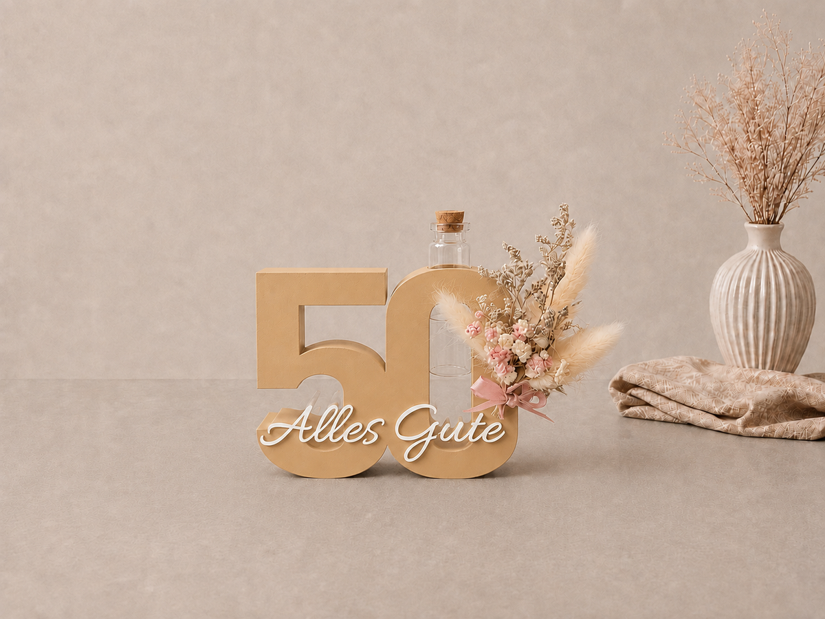 Geburtstag Deko Zahl – Geldgeschenk Reagenzglas & Vase | 18, 30, 40, 50 | Mehrere Farben