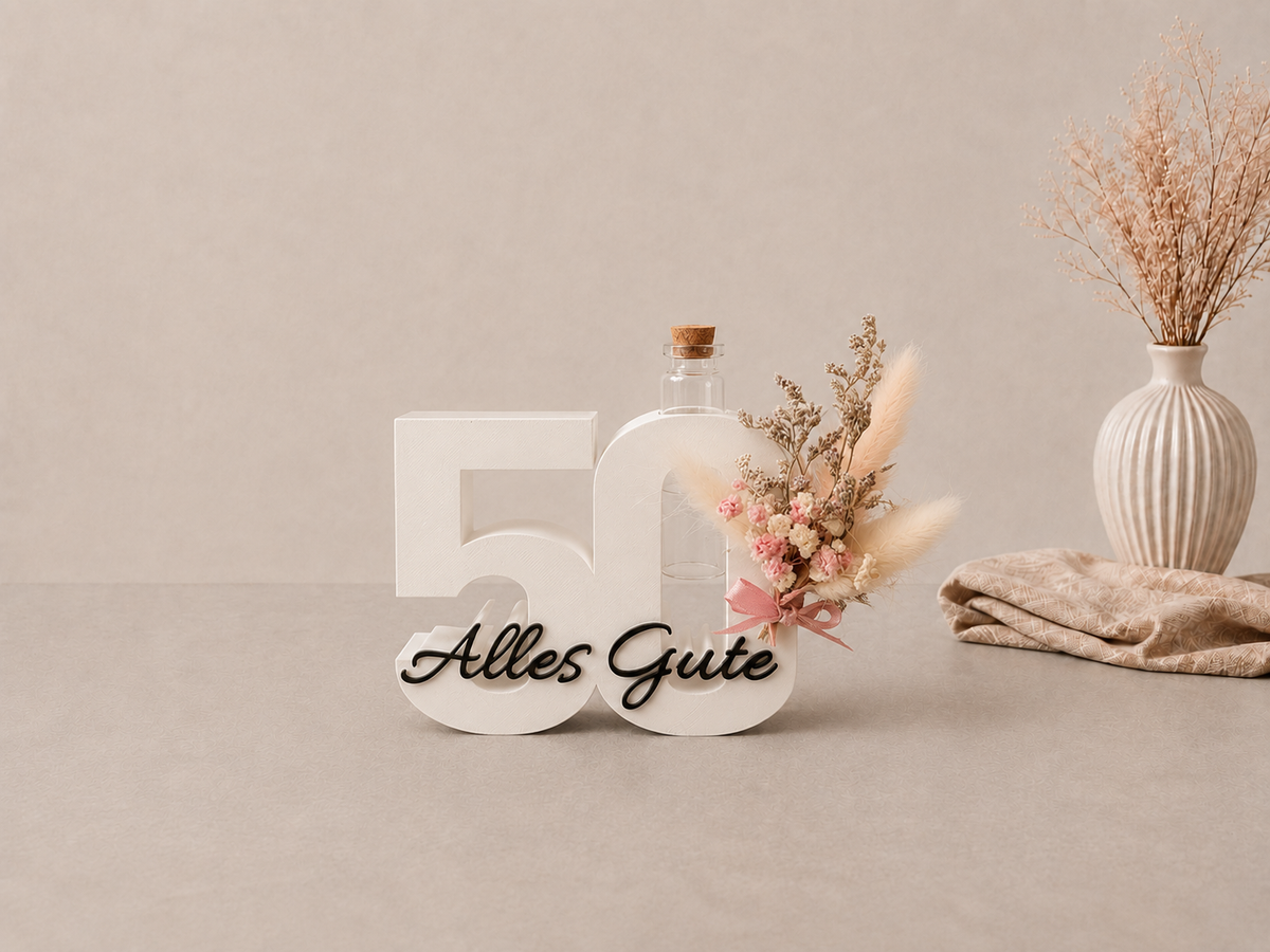 Geburtstag Deko Zahl – Geldgeschenk Reagenzglas & Vase | 18, 30, 40, 50 | Mehrere Farben