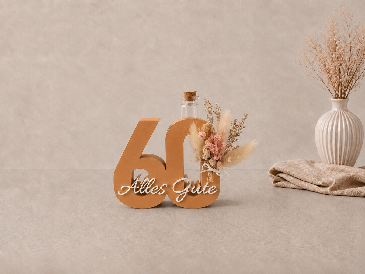 Geburtstag Deko Zahl – Geldgeschenk Reagenzglas & Vase | 18, 30, 40, 50 | Mehrere Farben