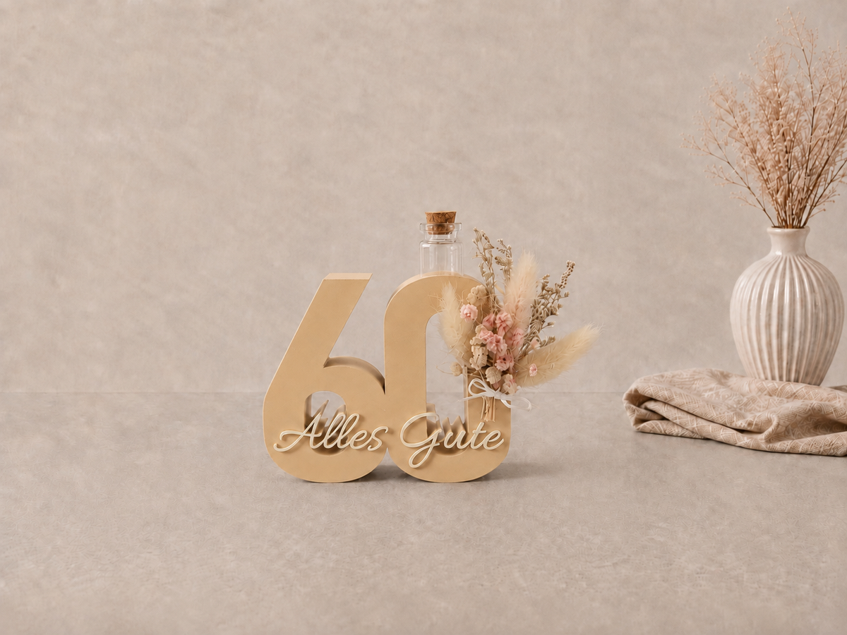 Geburtstag Deko Zahl – Geldgeschenk Reagenzglas & Vase | 18, 30, 40, 50 | Mehrere Farben