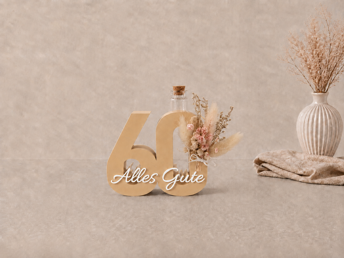 Geburtstag Deko Zahl – Geldgeschenk Reagenzglas & Vase | 18, 30, 40, 50 | Mehrere Farben